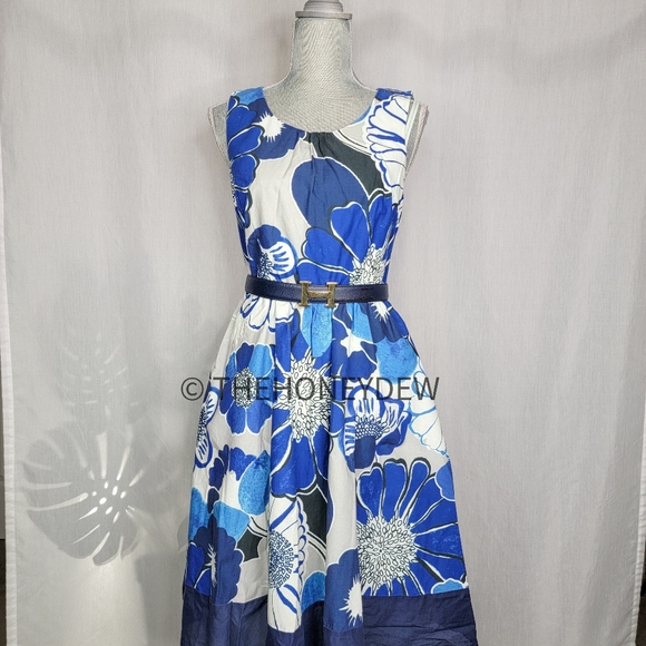 ModCloth Swing Floral Sleeveless Dress Blue Aline - Picture 8 of 8